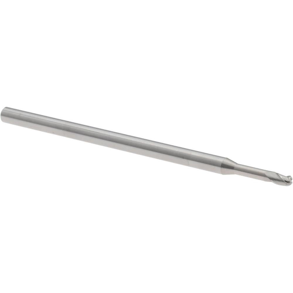 Ball End Mill: 0.0850" Dia, 0.1270" LOC, 3 Flute, Solid Carbide