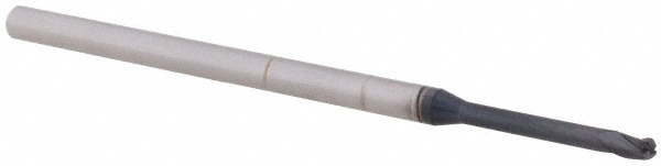 Ball End Mill: 0.08" Dia, 0.12" LOC, 3 Flute, Solid Carbide