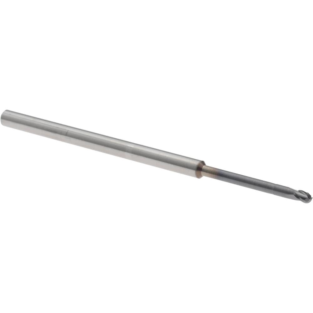 Ball End Mill: 5/64" Dia, 0.1170" LOC, 3 Flute, Solid Carbide