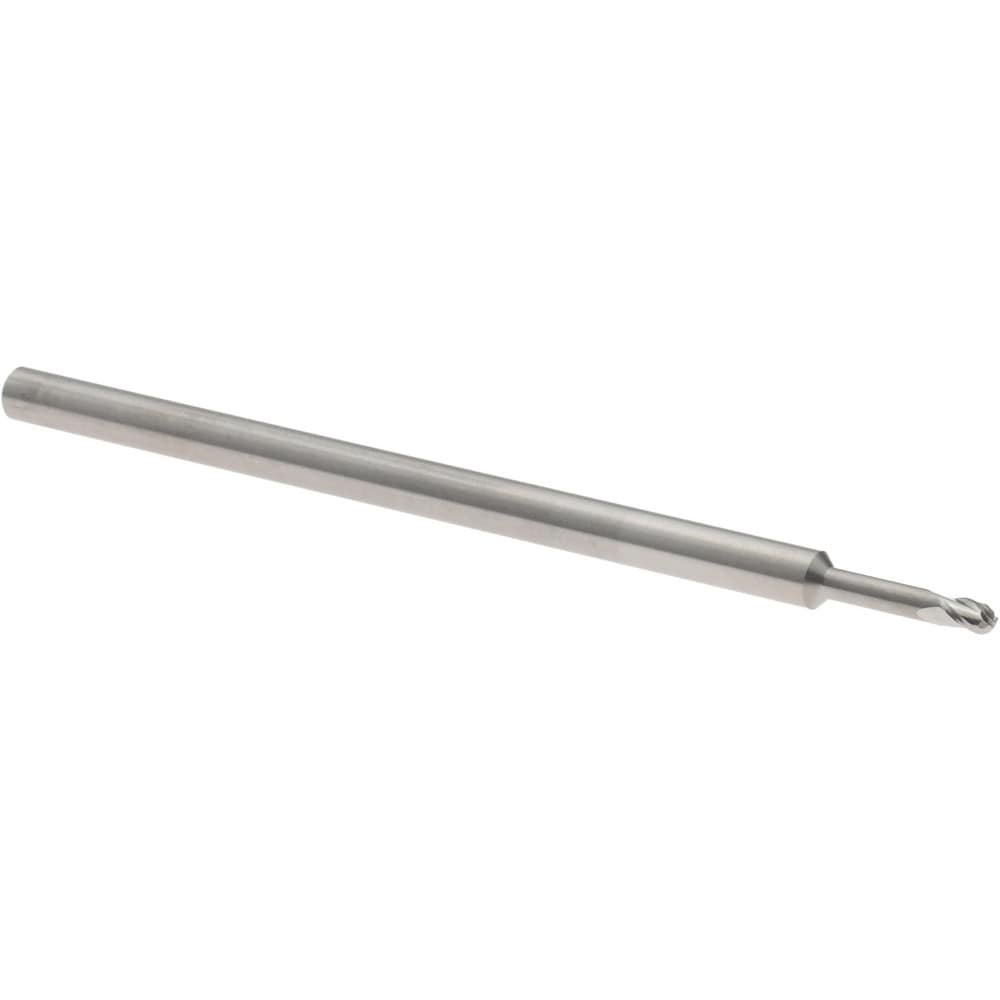 Ball End Mill: 0.0700" Dia, 0.1050" LOC, 3 Flute, Solid Carbide