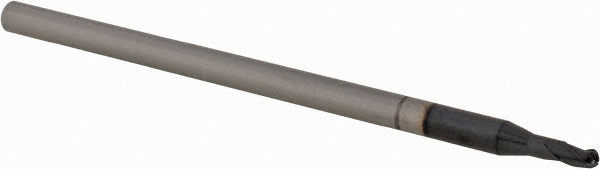 14883949 Ball End Mill: 0.0750" Dia, 0.1120" LOC, 3 Flute, Solid Carbide  