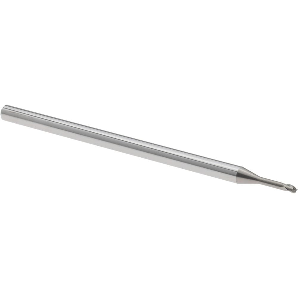 Ball End Mill: 0.0550" Dia, 0.0820" LOC, 3 Flute, Solid Carbide
