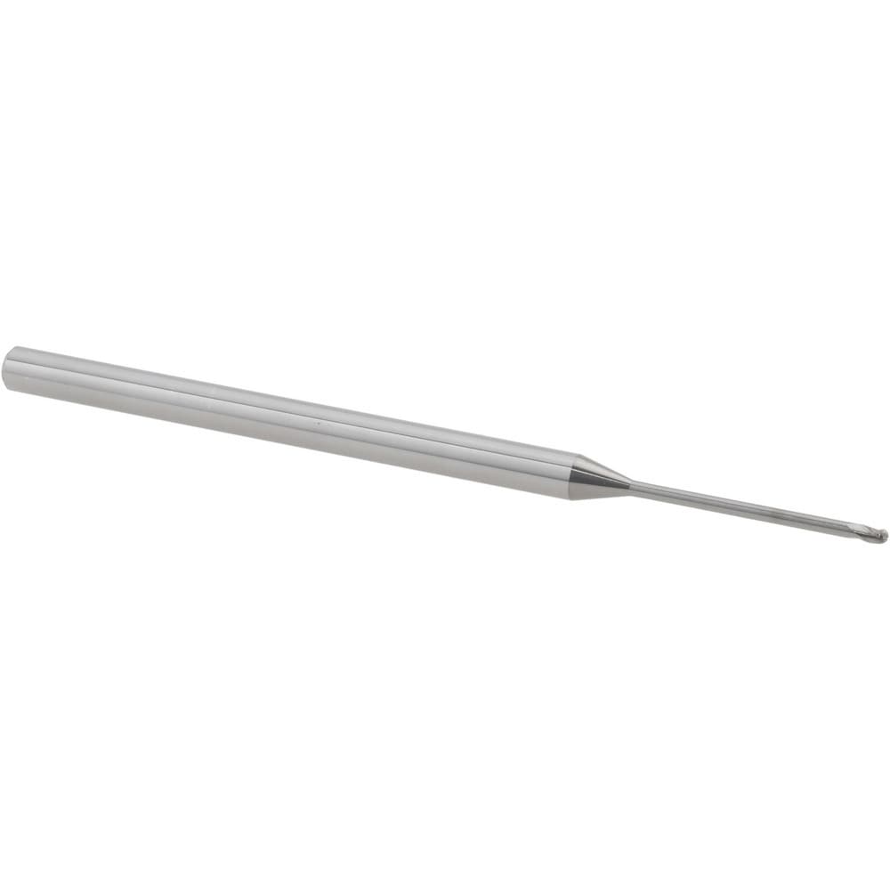 Ball End Mill: 0.0450" Dia, 0.0670" LOC, 3 Flute, Solid Carbide