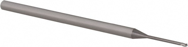 Ball End Mill: 0.04" Dia, 0.06" LOC, 3 Flute, Solid Carbide