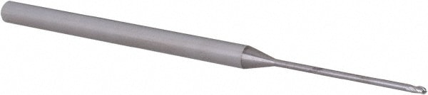 Ball End Mill: 0.04" Dia, 0.06" LOC, 3 Flute, Solid Carbide