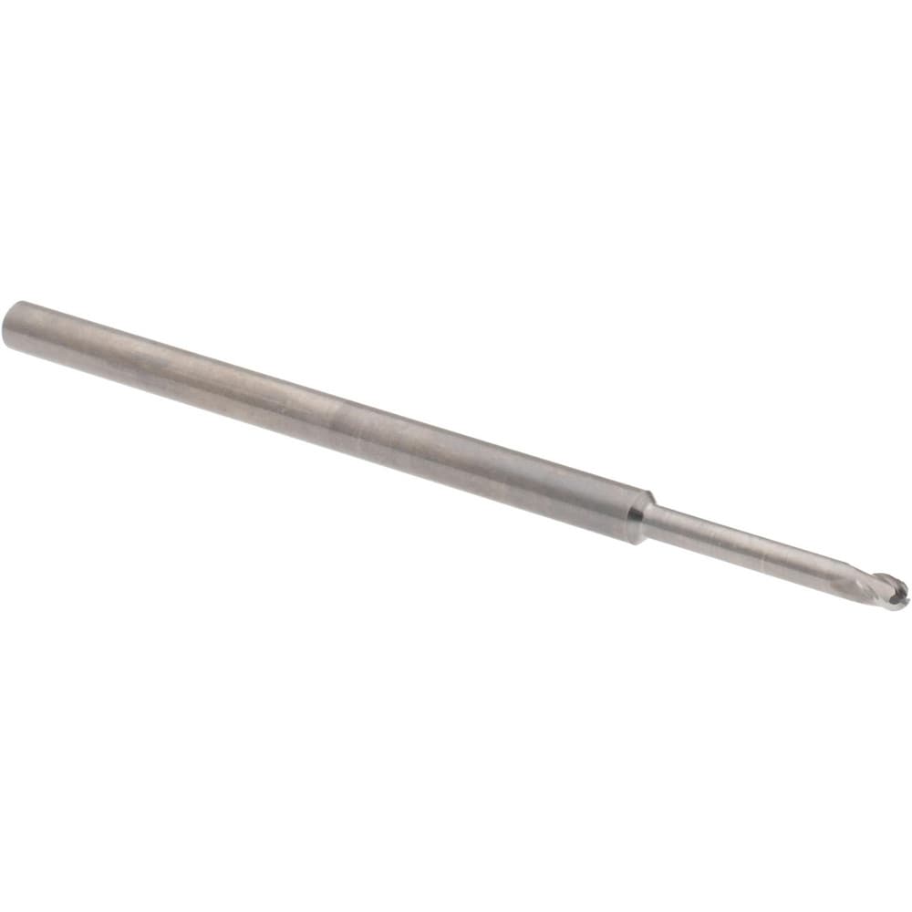 Ball End Mill: 0.08" Dia, 0.12" LOC, 3 Flute, Solid Carbide