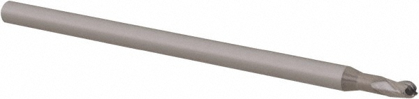 14881980 Ball End Mill: 3/32" Dia, 0.1390" LOC, 3 Flute, Solid Carbide  