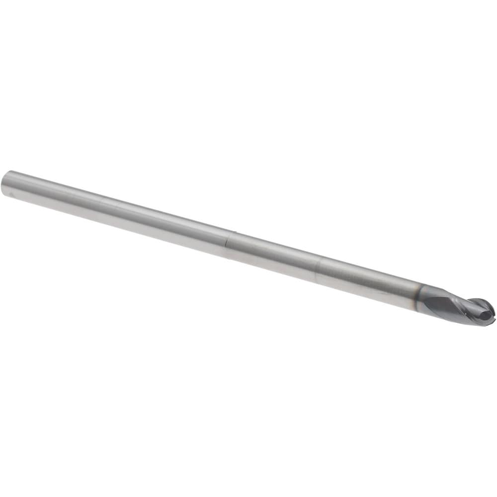Ball End Mill: 1/8" Dia, 3/16" LOC, 3 Flute, Solid Carbide