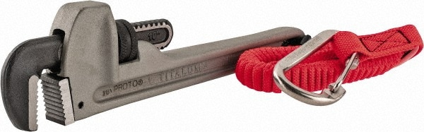 PROTO J810A-TT Tethered Straight Pipe Wrench: 10" OAL, Aluminum Image