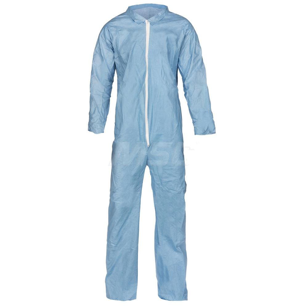 Disposable Coveralls: Size Large, 2.4 oz, Zipper Closure