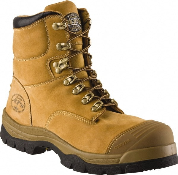 Oliver 65 Series 8 Leather Chemical-Resistant Steel Toe Lace-In Zipper Mens Metatarsal Boots 65392 Brown 