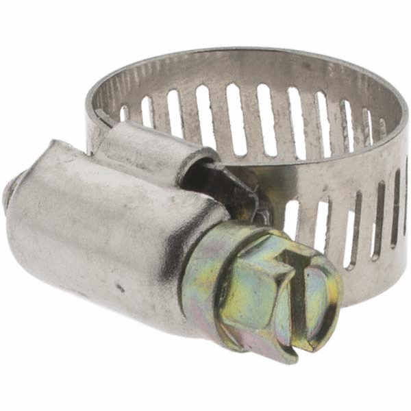 Worm Gear Clamp: SAE 6, 7/16 to 25/32" Dia, Stainless Steel Band