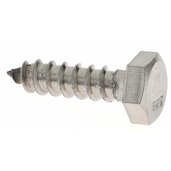 1/4 Screw, 1" Length Under Head, Stainless Steel, Hex Head Lag Screw