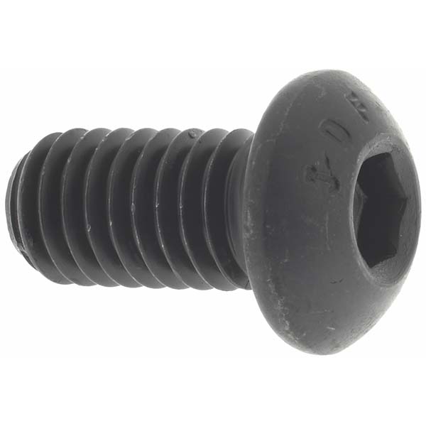 Button Socket Cap Screw: 3/8-16, 3/4" Length Under Head, Alloy Steel, Black Oxide - 7/32" Drive, Hex Socket Drive, ANSI/ASME B18.3 & ASTM F835