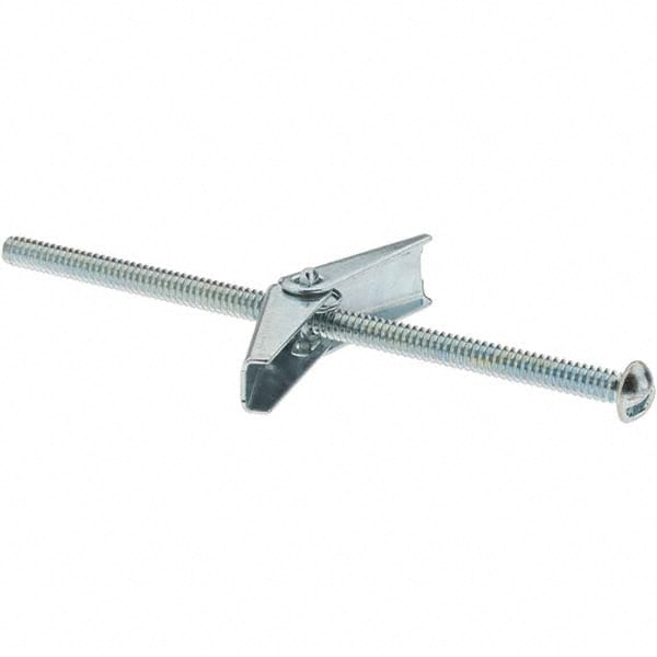 1/8" Diam x 3" OAL, 1/8" Screw, Steel Toggle Bolt Drywall & Hollow Wall Anchor