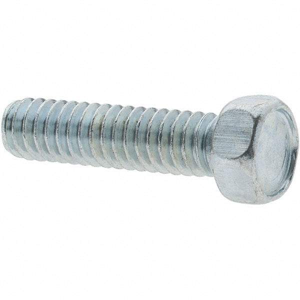 Machine Screw: 1/4-20 x 1" Length Under Head, Hex Head, Hex