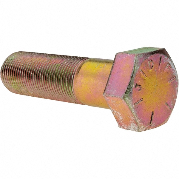 Hex Head Cap Screw: 1-14 x 3-1/2", Grade 8 Steel, Zinc Yellow Dichromate Finish