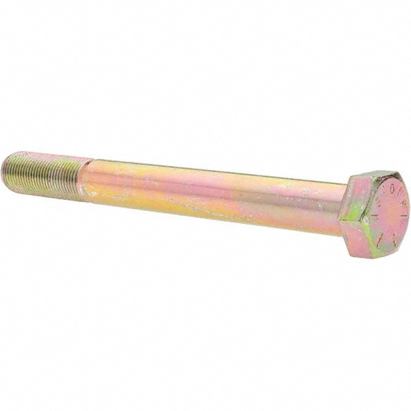 Hex Head Cap Screw: 5/8-18 x 6", Grade 8 Steel, Zinc Yellow Dichromate Finish