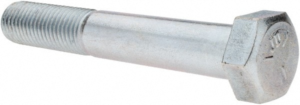 Hex Head Cap Screw: 1-8 x 6-1/2", Grade 5 Steel, Zinc-Plated