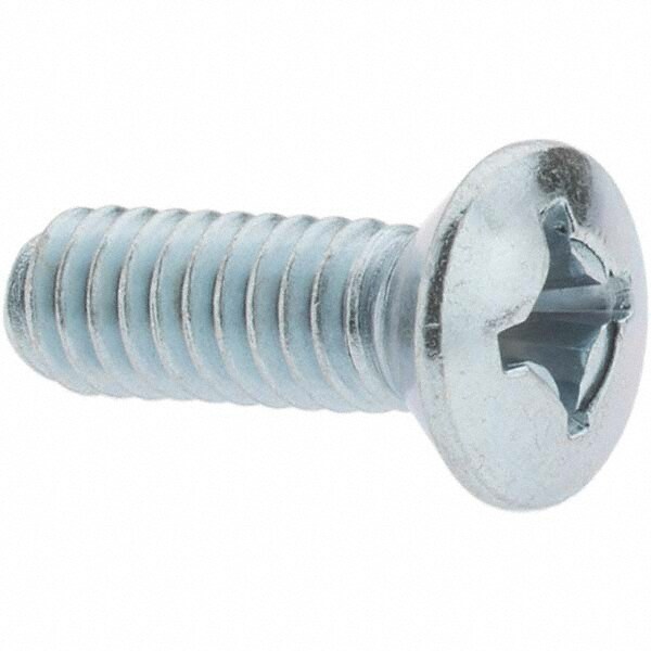 Machine Screw: 1/4-20 x 3/4" Length Under Head, Oval Head, Phillips
