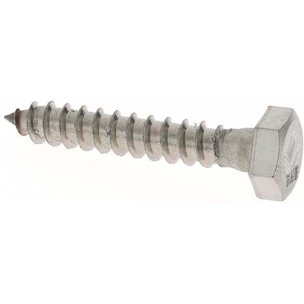 1/4 Screw, 1-1/2" Length Under Head, Stainless Steel, Hex Head Lag Screw