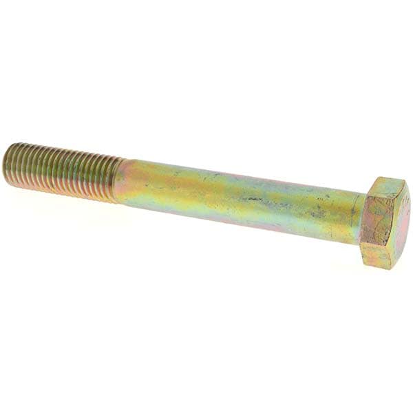 Hex Head Cap Screw: 7/8-9 x 7", Grade 8 Steel, Zinc Yellow Dichromate Finish