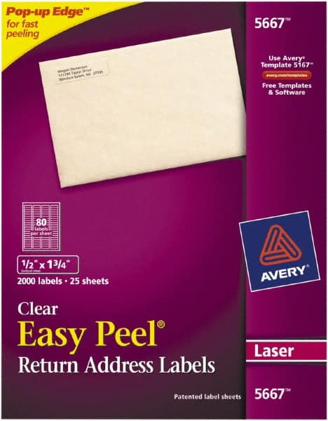 Label Maker Label: Clear, Paper, 1-3/4" OAL, 1/2" OAW, 2,000 per Roll