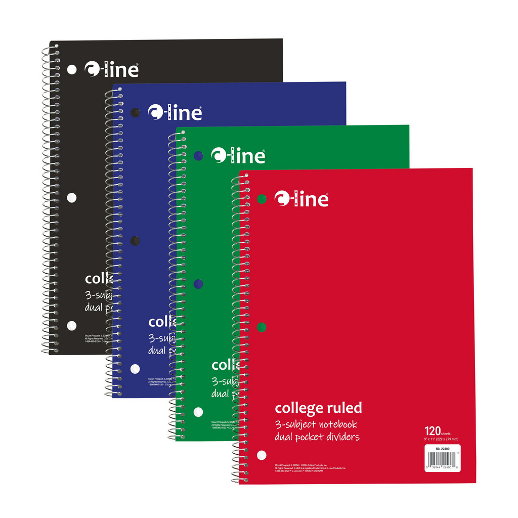 Crossline Notebook C-LINE® - Spiral Notebook: 120 Sheets, 9 in x 11 in