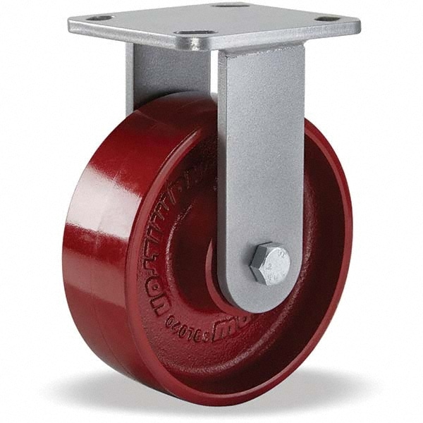 Hamilton R-WH-6M Rigid Top Plate Caster: Cast Iron, 6" Wheel Dia, 2" Wheel Width, 1,400 lb Capacity, 7-1/2" OAH 