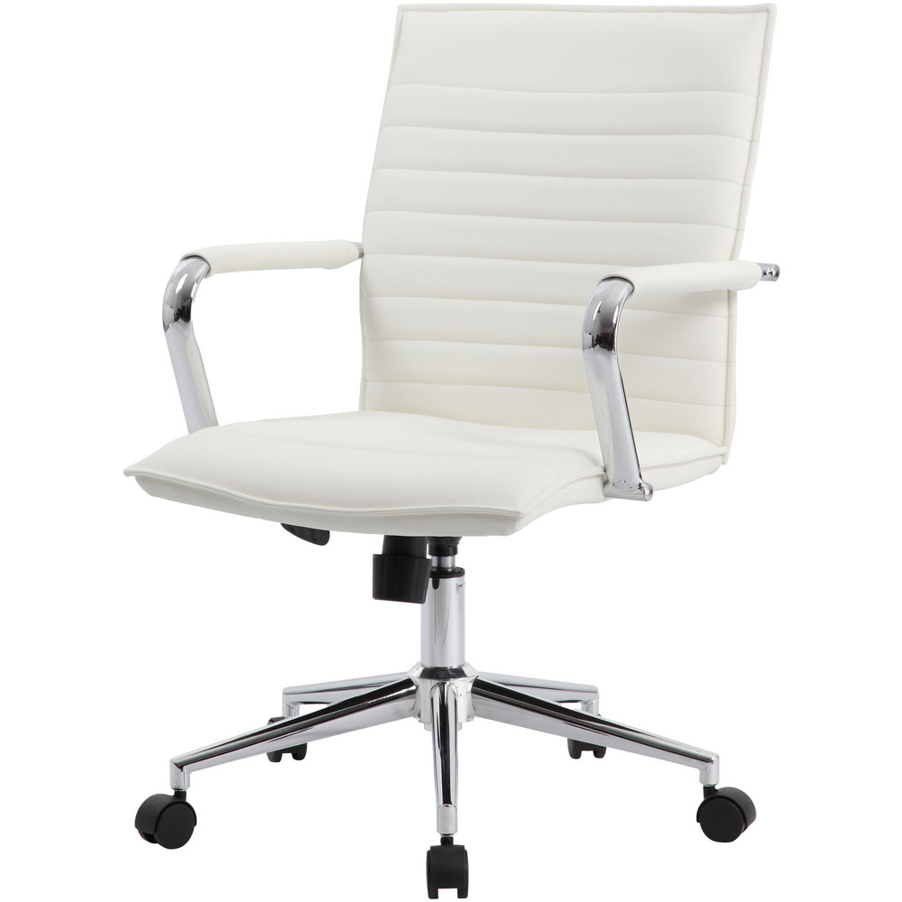 Boss Office Products - Task Chair: Vinyl, Adjustable Height, White ...