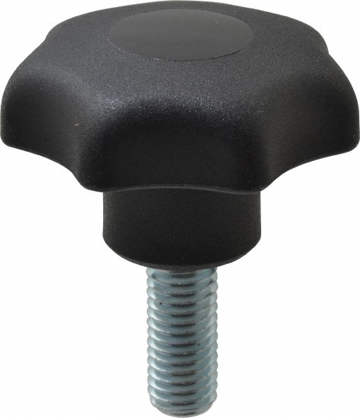 Lobed Knob: 50 mm Head Dia, 7 Points, Thermoplastic Elastomer