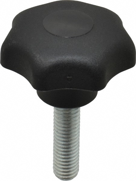 Lobed Knob: 40 mm Head Dia, 7 Points, Thermoplastic Elastomer