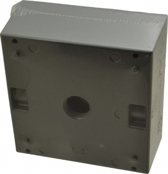 Thomas & Betts 2IH3-1 Electrical Outlet Box: Aluminum, Square, 4-9/16" OAH, 4-5/8" OAW, 2-1/16" OAD, 2 Gangs Image