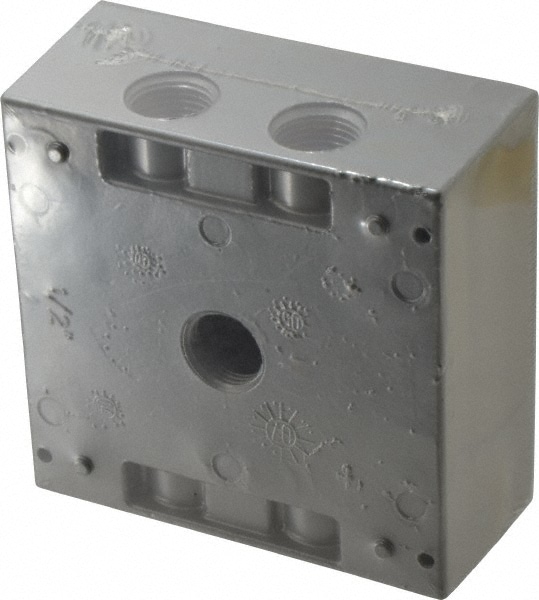 Thomas & Betts 2IH5-1 Electrical Outlet Box: Aluminum, Square, 4-9/16" OAH, 4-5/8" OAW, 2-1/16" OAD, 2 Gangs Image