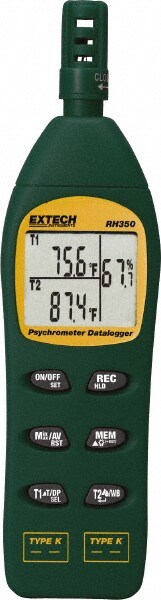 Digital Psychrometers; Type: Dual Type K Superheat Psychrometer ; Minimum Dew Point (F): -90.4 ; Maximum Dew Point (F): 122 ; Minimum Humidity: 0 ; Maximum Humidity: 100 ; Resolution: 0.1% RH, 0.10F/0C