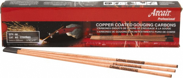 Stick Welding Electrode: 3/16" Dia, 12" Long, Copper - DC Copperclad Pointed Electrodes