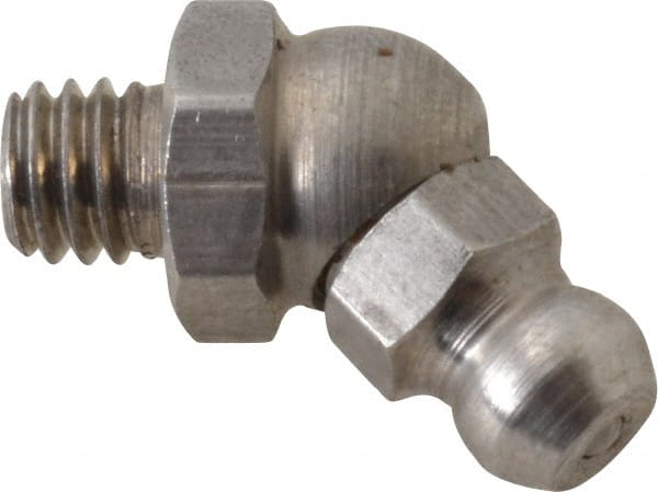PRO-LUBE GFTSS/6/1/45-10 Standard Grease Fitting: 45 ° Head, M6 x 1 Metric 