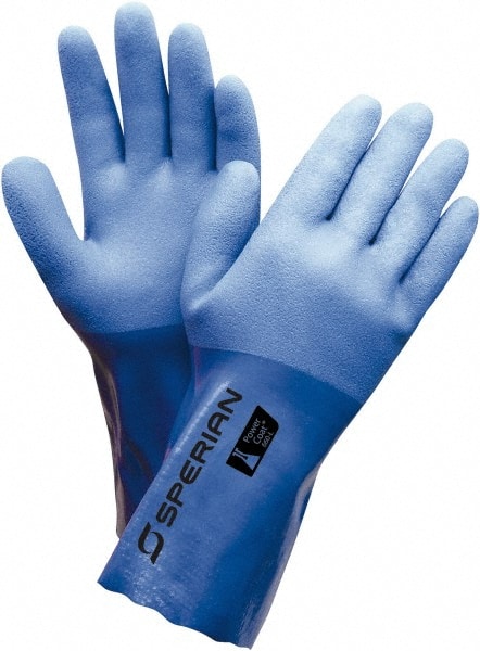 Chemical Resistant Gloves: Large, 59 mil Thick, Polyvinylchloride, Unsupported