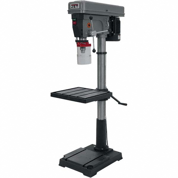 Floor Drill Press: 20" Swing, 1 hp, Belt Drive, 115 & 230 V, 1 Phase - 150 to 4,200 RPM, 3MT & 3MT, 12 Speed, 4-3/4" Spindle Travel Length