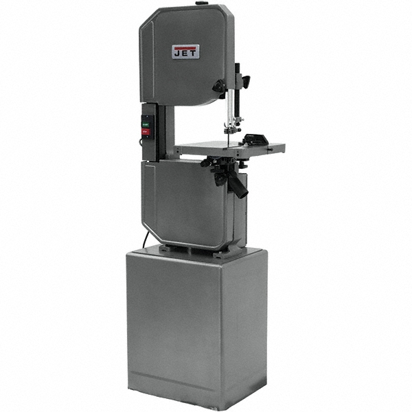 Vertical Bandsaw: 13-1/2" Throat Depth, 6" Height Capacity, Step Pulley & Variable Speed Pulley Drive - Single Phase, 115V, 1.00 hp, 14" Table Length, 14" Table Width