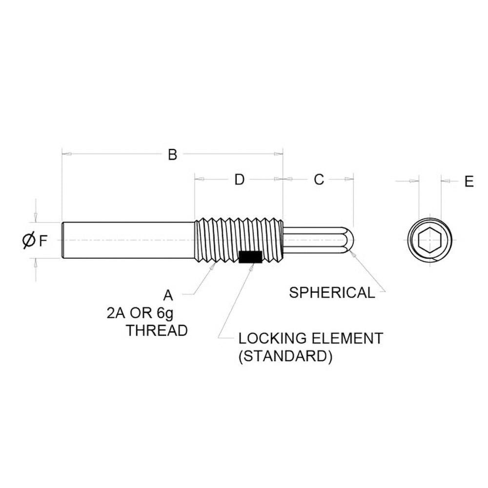 Vlier - Threaded Spring Plunger: 1/8, 2