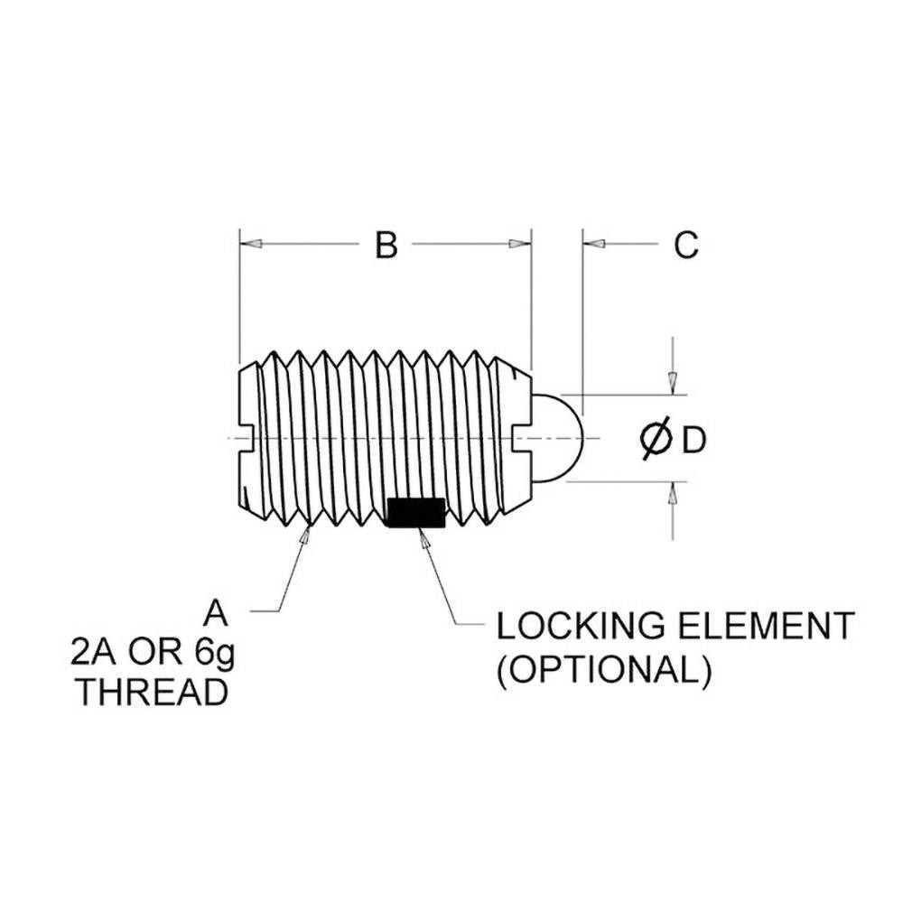 Vlier Threaded Spring Plunger 1/420, 0.531" Thread Length, 0.119