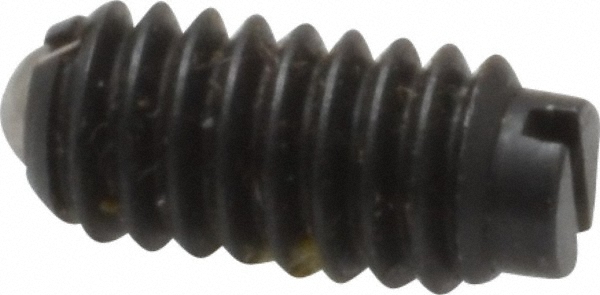 Threaded Ball Plunger: 8-32, 0.094" Ball Dia, 0.344" Body Length, 0.025" Max Ball Reach