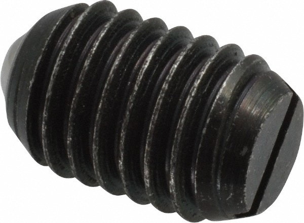 Threaded Ball Plunger: 1/2-13, 0.281" Ball Dia, 3/4" Body Length, 0.072" Max Ball Reach - 6 lb Initial End Force, 12 lb Final End Force, Steel Body, Steel Ball, Locking Element