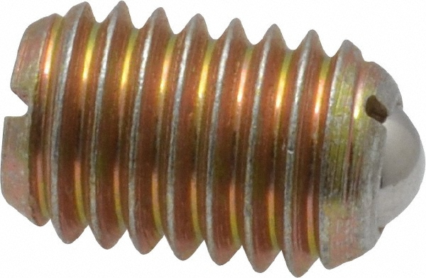 Threaded Ball Plunger: 1/2-13, 0.281" Ball Dia, 3/4" Body Length, 0.072" Max Ball Reach