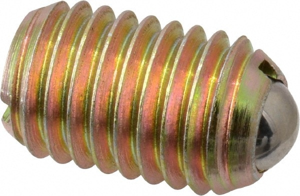 Threaded Ball Plunger: 5/8-11, 0.375" Ball Dia, 0.984" Body Length, 0.096" Max Ball Reach