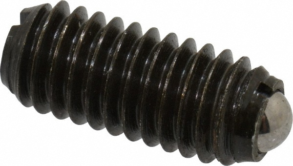 Threaded Ball Plunger: M6 x 1, 0.137" Ball Dia, 0.551" Body Length, 0.039" Max Ball Reach