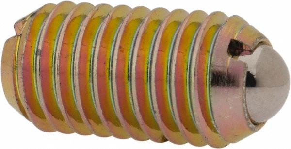 Threaded Ball Plunger: M10 x 1.5, 0.236" Ball Dia, 0.748" Body Length, 0.079" Max Ball Reach