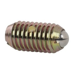 Threaded Ball Plunger: M10 x 1.5, 0.236" Ball Dia, 0.748" Body Length, 0.079" Max Ball Reach