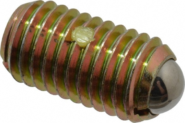 Threaded Ball Plunger: M12 x 1.75, 0.315" Ball Dia, 0.866" Body Length, 0.098" Max Ball Reach